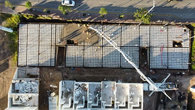 Overhead shot of construction progress in León, Guanajuato, Mexico.